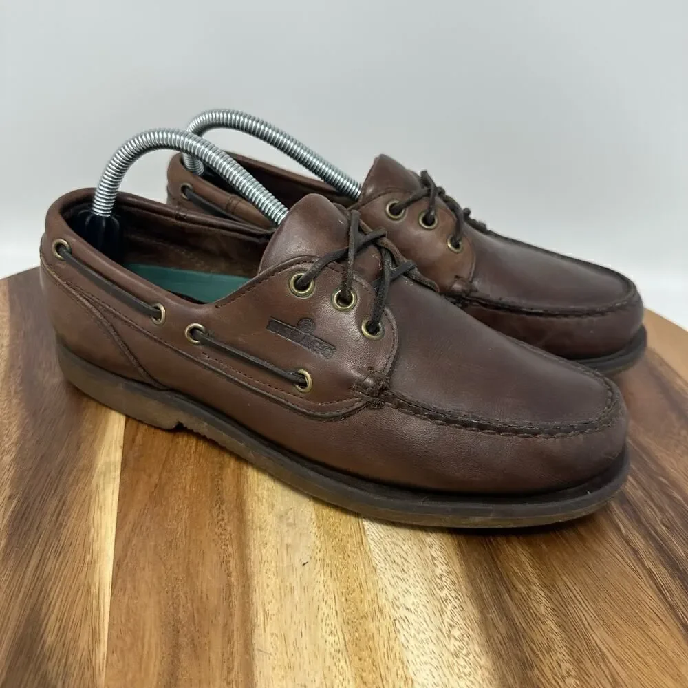 Sebago Docksides Men's Sz 8 Slip On Leather Boat Shoe Loafer Brown 3 Eyes